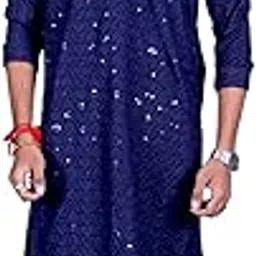 Men Dark Blue Colour Navaratri Kurta-image-80