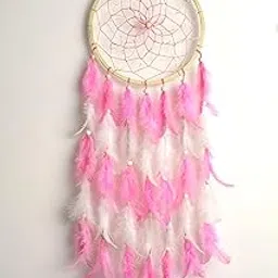 THE URBAN ARTISTIC Wood Handcrafted Dream Catcher for Bedroom,Living Room,Home Decor with Light, Positive Energy Decorative Show Piece |Rustic Boho Wall Hanging | Big Size (Color-Pink, 7inch Ring)-image-57