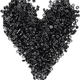 1000 Pcs Micro Rings 5 mm Black Silicone Lined Links Beads Links for Pre Bonded I Tip Human Hair Extensions Feather Hair Extensions-picture-29