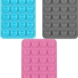 CERLINK (Pack of-3) Phone Case Adhesive Mount Cellphone Case Compatible Mobile Accessory Silicone Suction Phone Grip Holder (Blue,Pink,Darkgrey)-picture-13