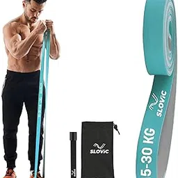 SLOVIC Dual Color Resistance Bands(15-30Kg) Resistance Band for Pull up | Exercise Bands for Workout | Gym Equipment for Home Workout for Men & Women | Resistance Band Set with Door Anchor(Blue&Grey)-picture-20