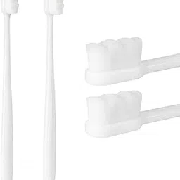 ZILLTOYIN (Pack Of 2) Toothbrush | Soft Toothbrush For Adults | Ultra-soft Bristles Tooth Brushes Set | Smooth Brushes For Teeth | [ White ] 10000+ Bristles Brush Sensitive & Gums Cleaning Brush-image-90