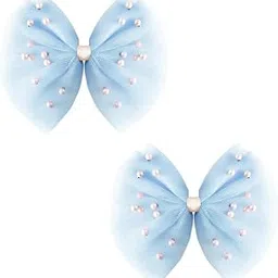 RECTYO GALLERY 2 PCS Luxury Pearl Hair Bows Hair Clips for Toddler Girls - Elegant Ivory Lace Veil Hair Accessories for Birthday, Wedding, Halloween, Thanksgiving, and Christmas Occasions(Light Blue)-picture-23