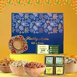Healthy Master Diwali Dream Collection | Premium Diwali Gift Hamper | Dry Fruits, Chocolates & Energy Bar with Designer Diya | Luxury Diwali Gift Pack for Family, Friends & Corporate Gifting-image-37