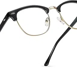 Blue Light Blocking Glasses Semi Rimless Frame Filter Blue Ray Computer Glasses (Clubmaster)-image-4