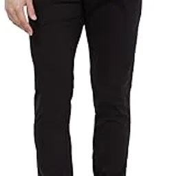 Men Super Slim Fit Solid Piece Dyed Pattern Cotton Blend Flat Front Casual Trouser-image-18
