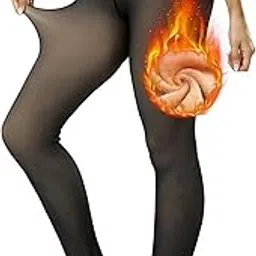oecon Fleece Lined Women's Winter Tights Fake Translucent High Waist Warm Leggings Thermal Pantyhose Stockings Tights-picture-47