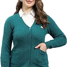 monte carlo Women's Regular Fit Cardigan | Self Design Pattern with Button Closure | Full Sleeve V-Neck Cardigan for Women-picture-17
