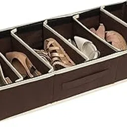 Homestrap Non-Woven Large Rectangular Underbed Storage Bag Customizable Slots, Comforter storage container with Handles - (Brown | 5 x 30 x 12 inch, 6 Pairs )-picture-25