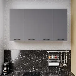 DIVYSA Fully 4 Doors Multipurpose Wall Mounted Cabinet with Adjustable & Fixed Shelf | Storage for Modular Kitchen, Bathroom, Bedroom, Home & Office | DIY | Color-White & Grey | Size-120x33x63.8Cm-image-42