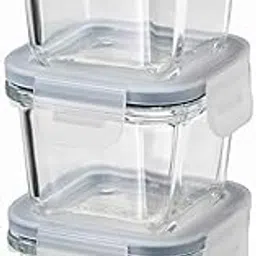 IKEA Asia 365+ Food Container With Lid, Squareglass 180Ml, Set Of 3, Transparent-picture-10
