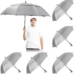 aliceset 5 Pcs 61 Inch Golf Umbrella Bulk Large Windproof Umbrellas with Double Canopy Vented Automatic Open Oversize Umbrella Waterproof Stick Umbrella for Women Men Daily Commutes Golf Play-picture-20