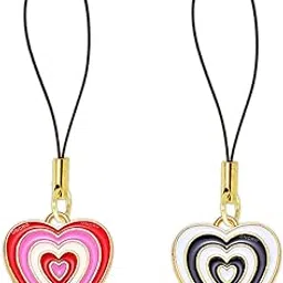 Pack of 2 Lucky Daisy Cute Flower pendant Heart love pair set phone charms aesthetic for girls backpack hanging keychain ring necklace bracelet thread Ornament Smart combo-picture-30