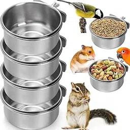 Cozy Puppies Detachable Metal Pet Bowl, Cage Mounted Food and Water Feeder for Hamster, Bird, Parrot, Chinchilla, Small Cat (Pack of 2)-picture-20