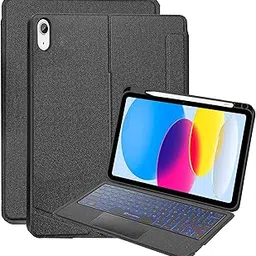 ProElite Wireless Bluetooth TouchPad Keyboard Case for iPad (A16) 11th/10th Gen 2025/2022, Magnetic Detachable Wireless Bluetooth TouchPad Keyboard Built-in 7-Colors Backlit with Pencil Holder, Black-picture-59