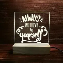 Regalocasila Showpiece LED Table Lamp | 6x7 in | Motivational Quotes | Always Believe in Yourself | Table Top | Birthday Gifts for Student | Table Decoration | USB Cable | Quote Mini Desk Lamp-picture-30