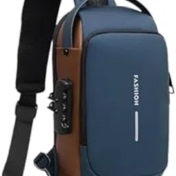 Retro Anti-Theft Sling Backpack with USB Charging Port – Waterproof Crossbody Chest Shoulder Bag | Unisex Single Strap Laptop Backpack for Travel, Office, School – Blue-image-91