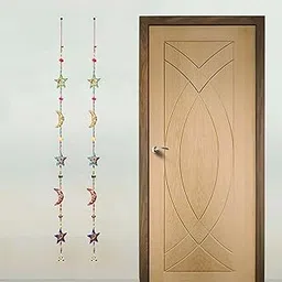 RATHORE HANDICRAFT Main Door Wall Hanging - Moon and Star Door Latkan - Rajasthani Traditional Hanging Windchimes Pair for Home Decoration (Set of 2, Multicolor)-image-50