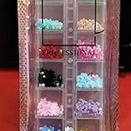 Professional Nail Art Decorations Set, 12 Compartments Storage Box, Multi-Color Pearl Flower Embellishments-image-4