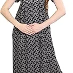 glamoras Alfine Cotton Nighty Gown with Side Pocket for Women | Regular, Printed & Full Length Maxi Night Gown | Night Wear Nighties for Women | Size: M-2XL-picture-17