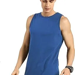 organic chics Round Neck Sleeveless Plain-Solid 100% Cotton Men's Vest-picture-55