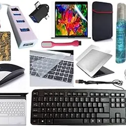 Anjo 13 in 1 Combo of Wired Keyboard, Wireless Mouse, Mouse Pad, USB Hub2.0, 3in1 Cleaning Kit, OTG 2in1 Micro & C, Extension, LED, Laptop Lid&Trackpad Lamination, 14.6 inch Key&Screen Guard & Sleeve-picture-53
