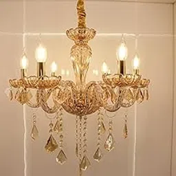 NOZZ Europe-Style Victorian Crystal Hanging Chandelier for Living Room, Gold, 6-Light, Italian Chandelier Candlestick-image-3