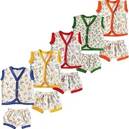 sr creations Unisex Newborn Baby 100% Cotton Bio Wash Sleeveless Jhabla/Tank top/Vest/t-Shirt Combo 0-3 Month-picture-37