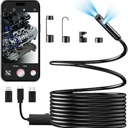 JSE Dual Lens Endoscope Camera with Light, 1920P HD Borescope Inspection Camera 16.5FT Semi-Rigid Cable IP67 Waterproof Snake Camera-picture-25