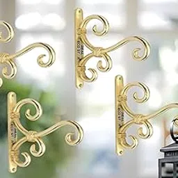 (RES)Metal Wall Hook Hanging Plant Bracket | Decorative Straight Plant Hanger for Pots Bird Feeders Planters, Lanterns, Cotton Wind Chimes Indoor and Outdoor Hanger (Pzck Of 4, Gold 23)-image-25