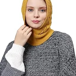 Pointelle Knit Cotton Balaclava Cap, Crochet Knitted Headcover Headwrap, Monkey Cap with Neck Cover for Women-image-54