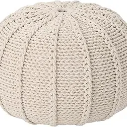 Christopher Knight Home Agatha Knitted Cotton Pouf, Beige-picture-24