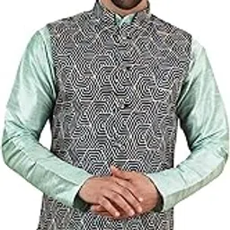 wintage Men's Digital Print Cotton Silk Modi Nehru Jacket-picture-44