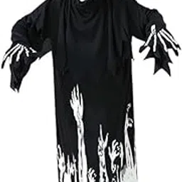 Wanna Party Halloween Costume for Boys-Glow in the Dark Hoody Mask Ghost Costume with Glow Gloves, Scary Costume for Halloween - Size M - Age 5 to 7 Years-image-19