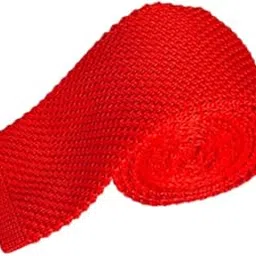 Men's Knitted Tie, Solid Red Color Necktie, Narrow Skinny Slim &Trending Designer Necktie-image-19