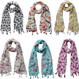 narnari Women's Printed Chiffon Scarf and Stoles-N95(Free Size)-picture-43