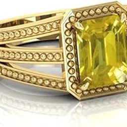 7.25 Ratti Yellow Sapphire Original Stone Adjustable Ring For Men And Women With Lab Certified B1-picture-26