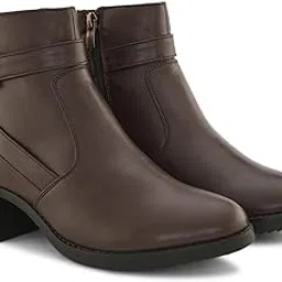 alleviater leather Alleviater Casual Black Premium Man Made Leather Ankle Buckled Boots for Women-picture-12