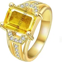 akshita gems 7.25 Ratti 6.15 Carat Certified Unheated Untreatet AAA++ Quality Natural Yellow Sapphire Pukhraj Gemstone Ring Gold for Women's and Men's-picture-36