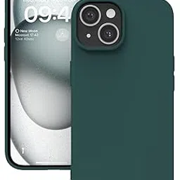 YATWIN Silicone Back Case for iPhone 15, Soft-Touch Phone Back Cover for Apple iPhone 15 - Dark Green-image-13