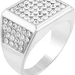 zumrut � Silver Plated Brass Round Cut Diamond Engagement Wedding Finger Ring For Men and Boys-picture-10