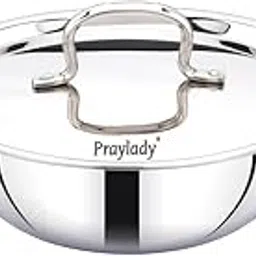 Praylady Tri Plus Triply Kadai with Lid | 22CM / 2.1L | Triply Kadai for Indian Cooking | Stainless Steel with Lid | Works on Induction & Gas | Easy to Clean & Durable-picture-40