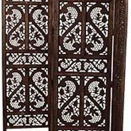 4 Panel Wooden Room Partition & Room Divider (Dark Brown) image 1