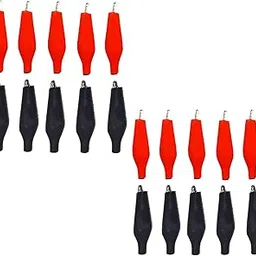 UNIVERSAL HUB� (Pair Of 10) Crocodile Alligator Clips Electrical Test Clamps with Protective Insulation Covers (Black, Red)-picture-55