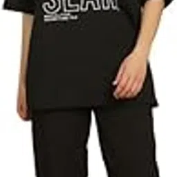 mack jonney Printed Round Neck Cotton Oversize Half sleeves Co-ord set Tracksuit For Women-P-picture-45