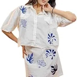 kaliyan Womens Linen 2 Piece Sets Button Flower Embroidery Vest Tnak Top Baggy Shorts 2 Piece Outfits-picture-16