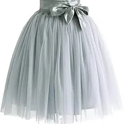 radhika 'n' dhaanya creation Women's Net Fabric Knee Length Skirt - Stylish and Comfortable Skirts with Bow 22 inch-picture-17