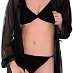 migamo Women's Net Above Knee Babydoll Nightwear Dress with Thong S-3XL Black-picture-48