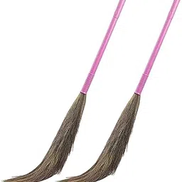 Zureni Broom Phool Jhadu Mizoram Grass Heavy Duty 46 Inch Long with Laminated Handle Easy Floor Cleaning and Dust Removal for Home Kitchen and Office (2 Pcs, Random Colours)-image-32