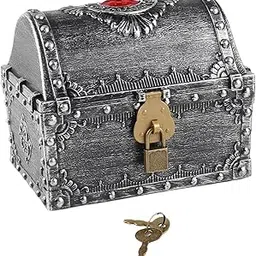 MERISHOPP®Treasures Collection Storage Box Props Pirate Treasure Chest for Kids Prizes Ancient Argent|Home & Garden | Kids & Teens at Home | Furniture |1 Treasure Chest-image-38